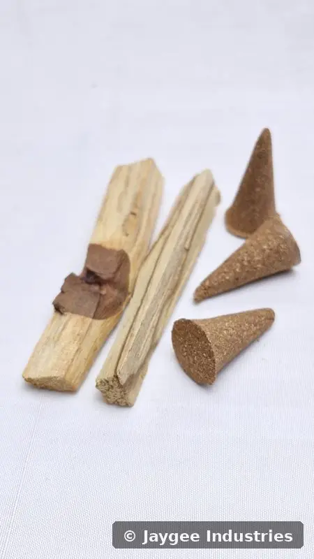 Palo Santo sticks alongside handmade cones