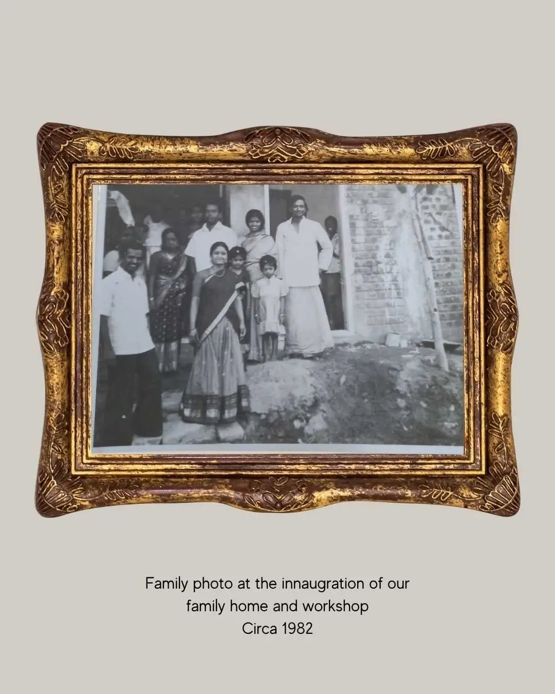 Family photo at the inauguration of the Jaygee family home and workshop, Circa 1982